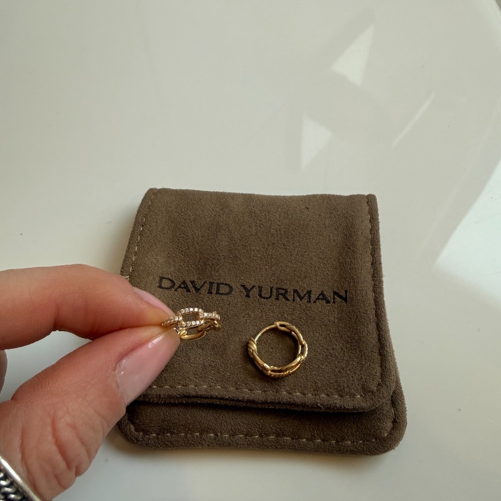 David yurman gold diamond hoop earrings